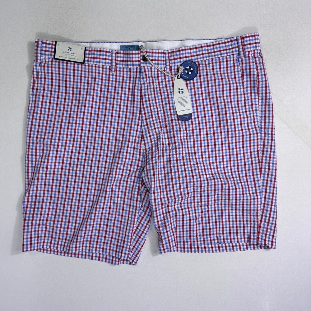 Castaway Nantucket Mens 44 (46) Cisco Seersucker Shorts NWT Gingham Check Boat